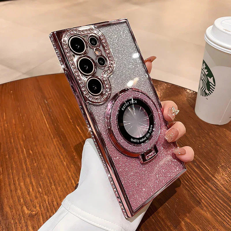 Glitter Magnetic Bracket Samsung Phone Case - Viexta