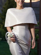 Satin Cape-style Top &Fitted Maxi Dress Set - Viexta