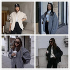 Loose Casual Street Stand Collar Pilot Buckle Jacket - Viexta