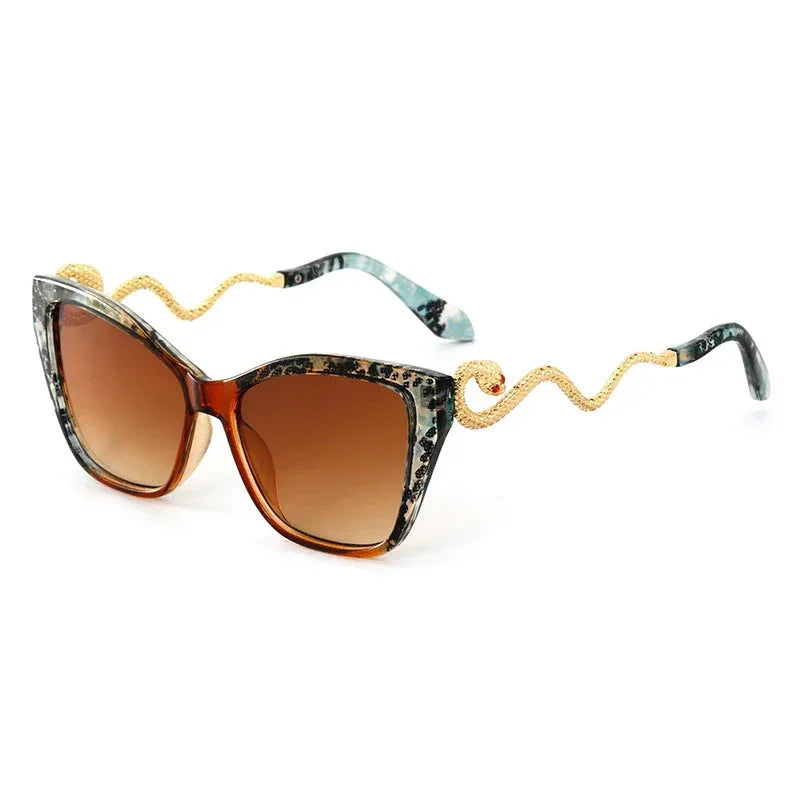 Retro Snake Temple Metal Cat Eye Party Sunglasses - Viexta