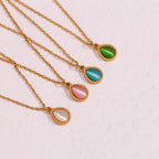 Minimalistic Water Drops Opal Necklace Set - Viexta