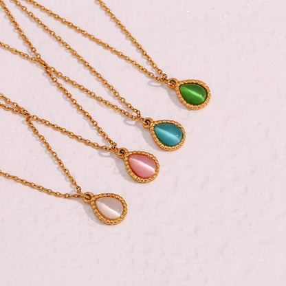 Minimalistic Water Drops Opal Necklace Set