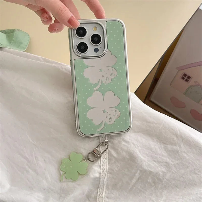 Korean Summer Lucky Four-leaf Clover iPhone Case - Viexta