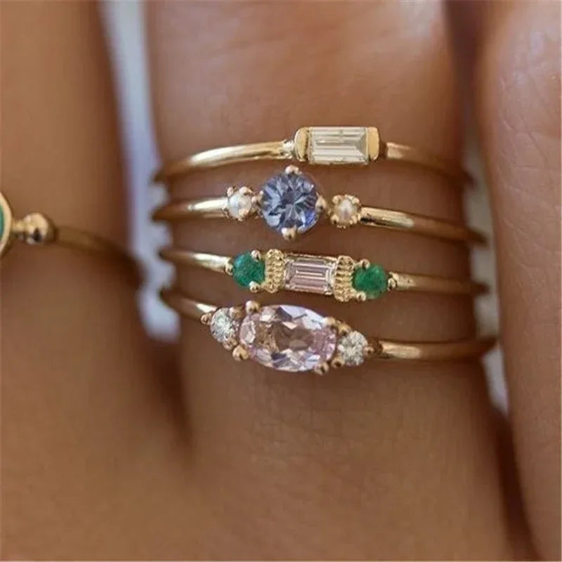 18K Gold Plating 4-piece Ring Set - Viexta
