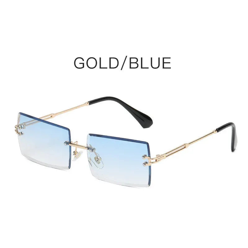 Fashion Frameless Trimmed Square Gradient Sunglasses - Viexta