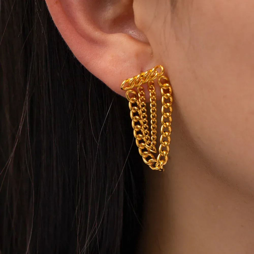 Titanium Steel Tassel Earrings - Viexta