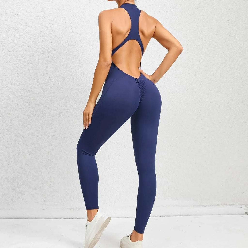 Zippered Yoga Fitness Jumpsuit Shapewear - Viexta