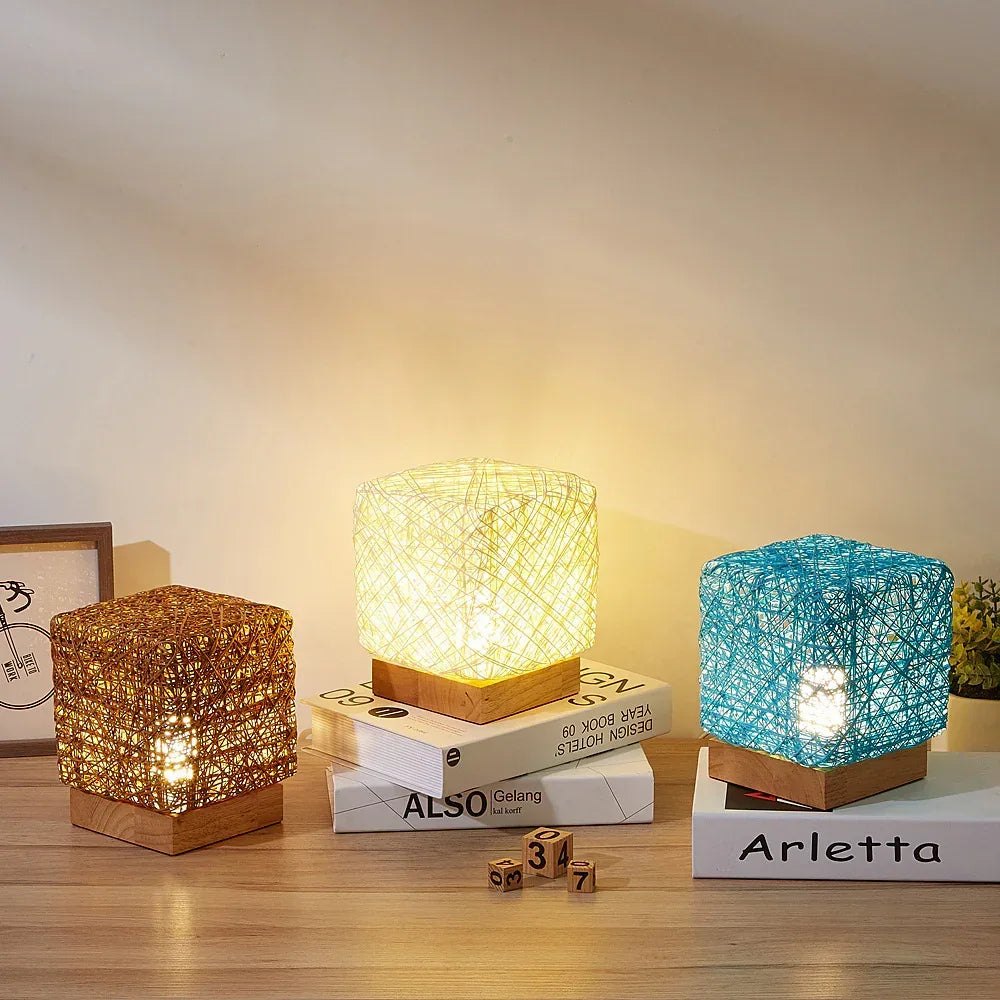 Hand-Knit Dimmable Square LED Desk Lights - Viexta
