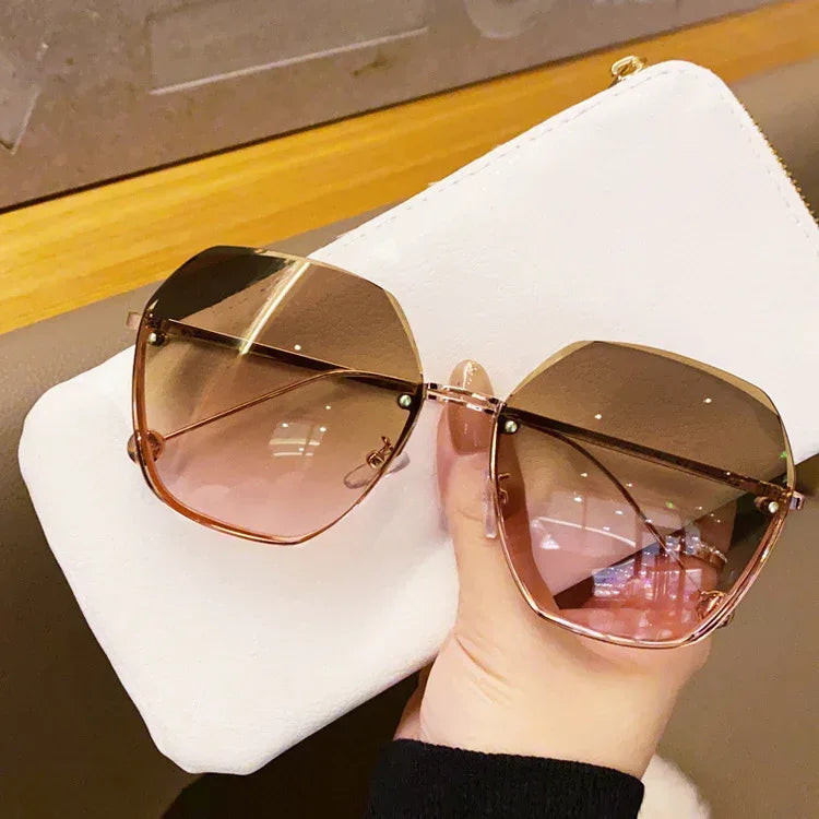 Women's Rimless Cutting Sunglasses - Viexta