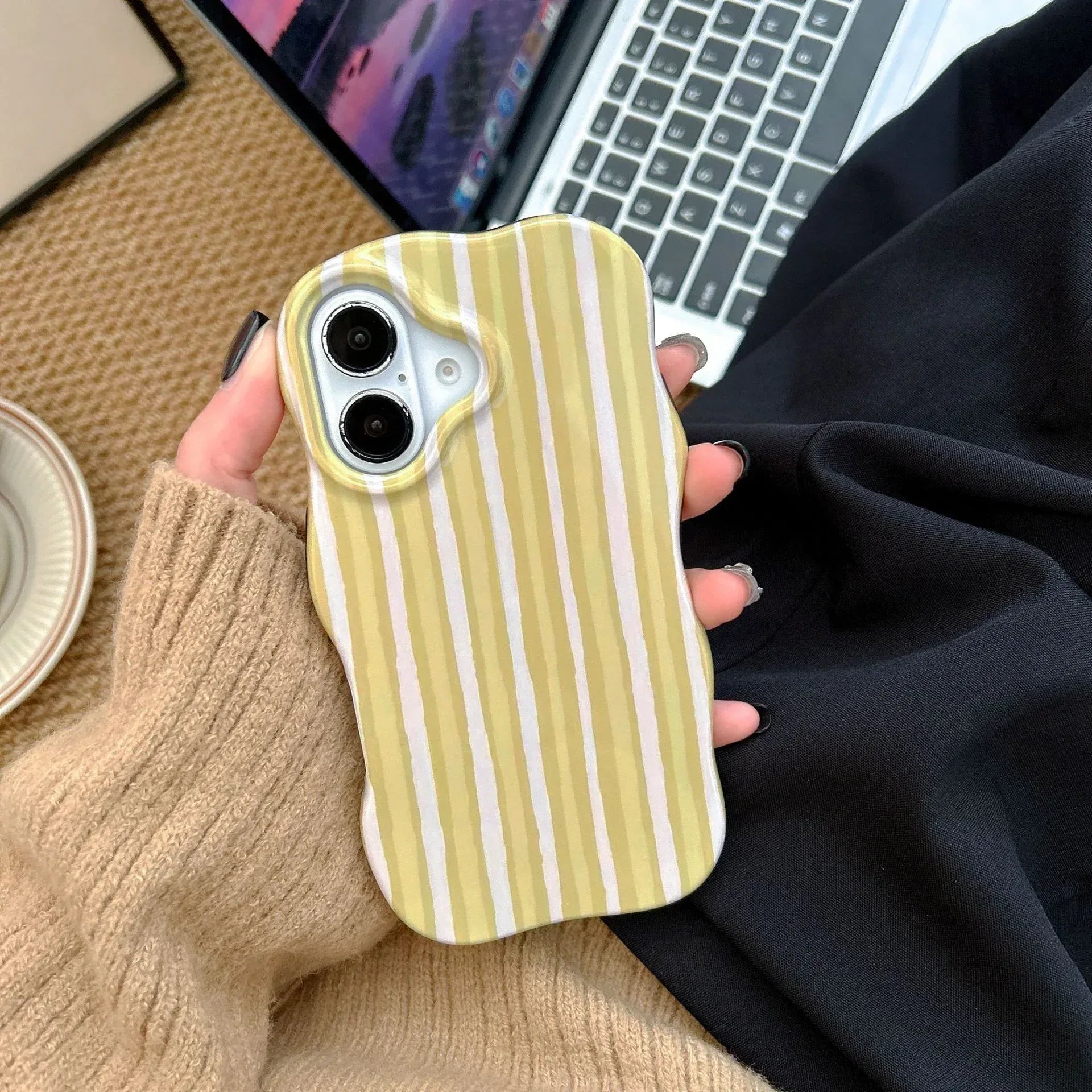 Niche Color-block Striped iPhone Case - Viexta