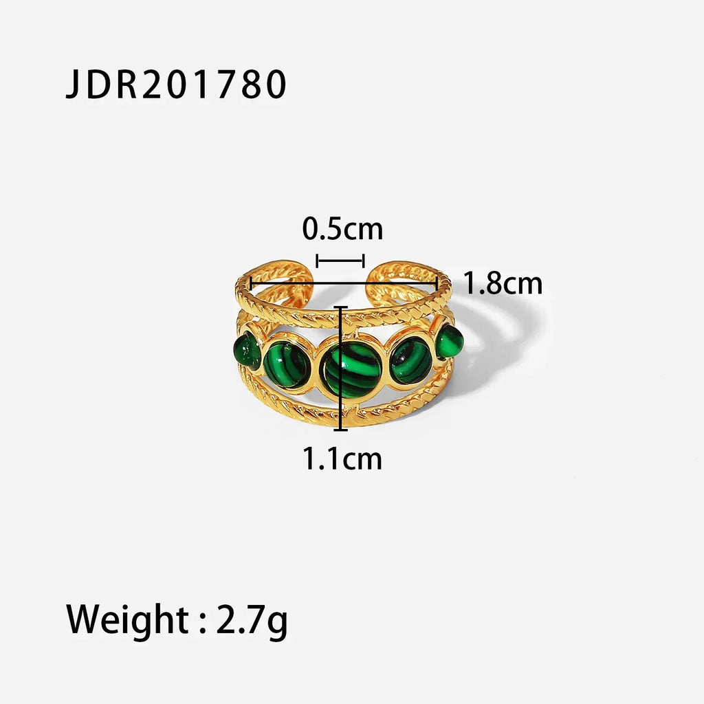 natural-gemstone-titanium-steel-open-end-ring - Viexta