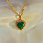 Colorful Rhinestones Heart-shaped Necklace - Viexta