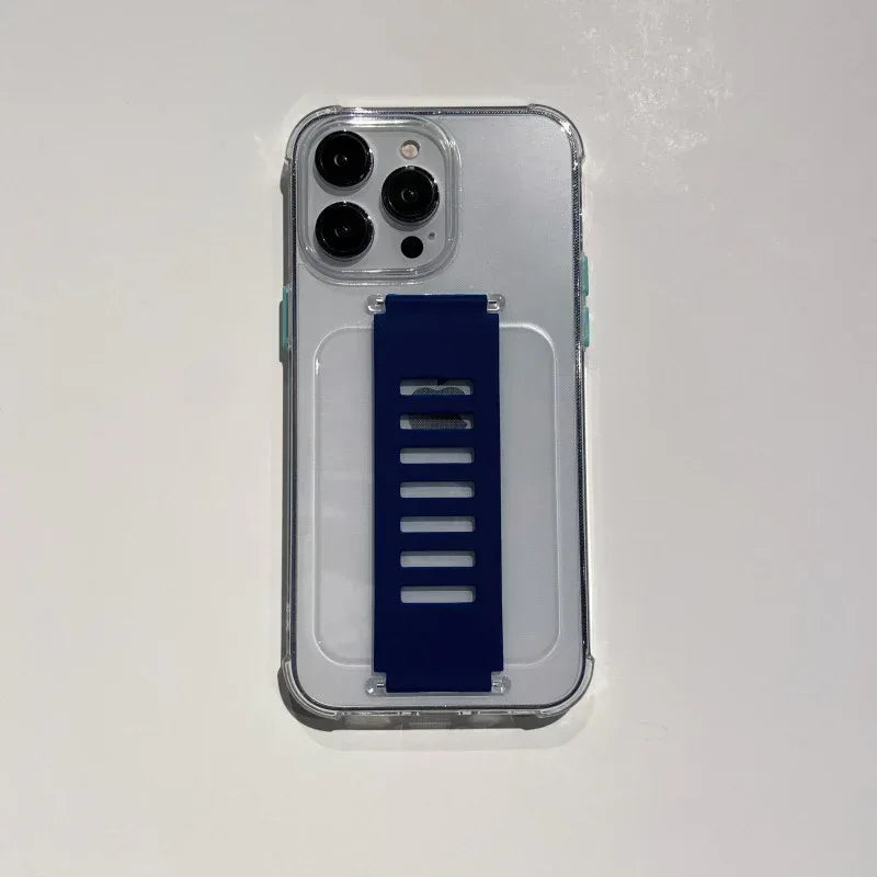 Transparent Case Wrist Strap Bracket Non-slip iPhone Case - Viexta