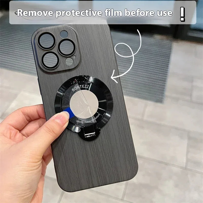 The Pattern Of Walnut Magnetic Bracket iPhone case - Viexta