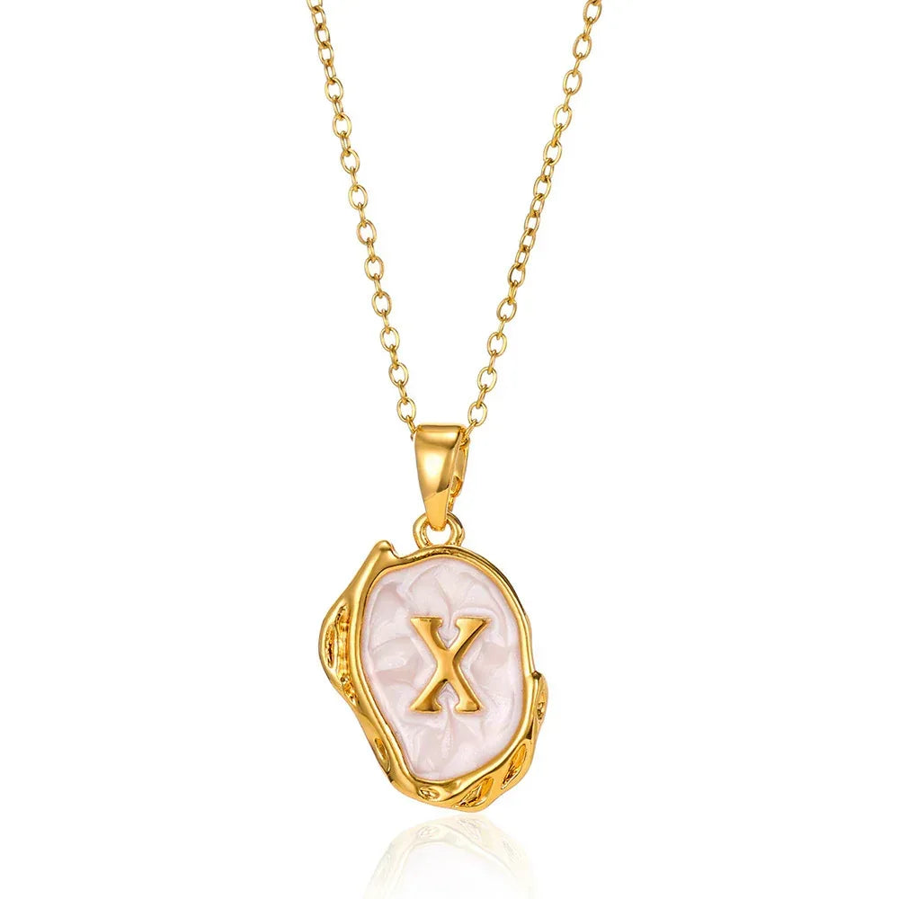Simple 26 Letters Drop Oil Three-dimensional Necklace - Viexta