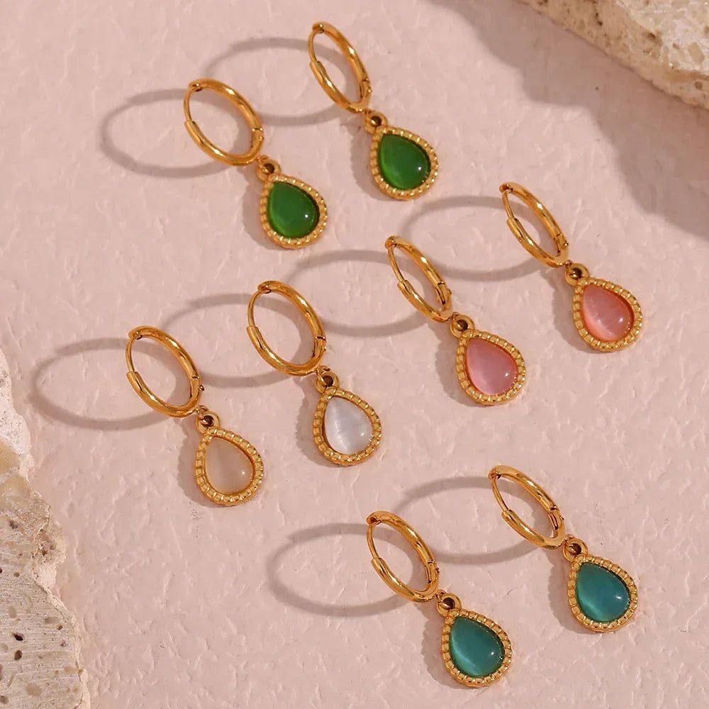 Minimalistic Water Drops Opal Necklace Set - Viexta