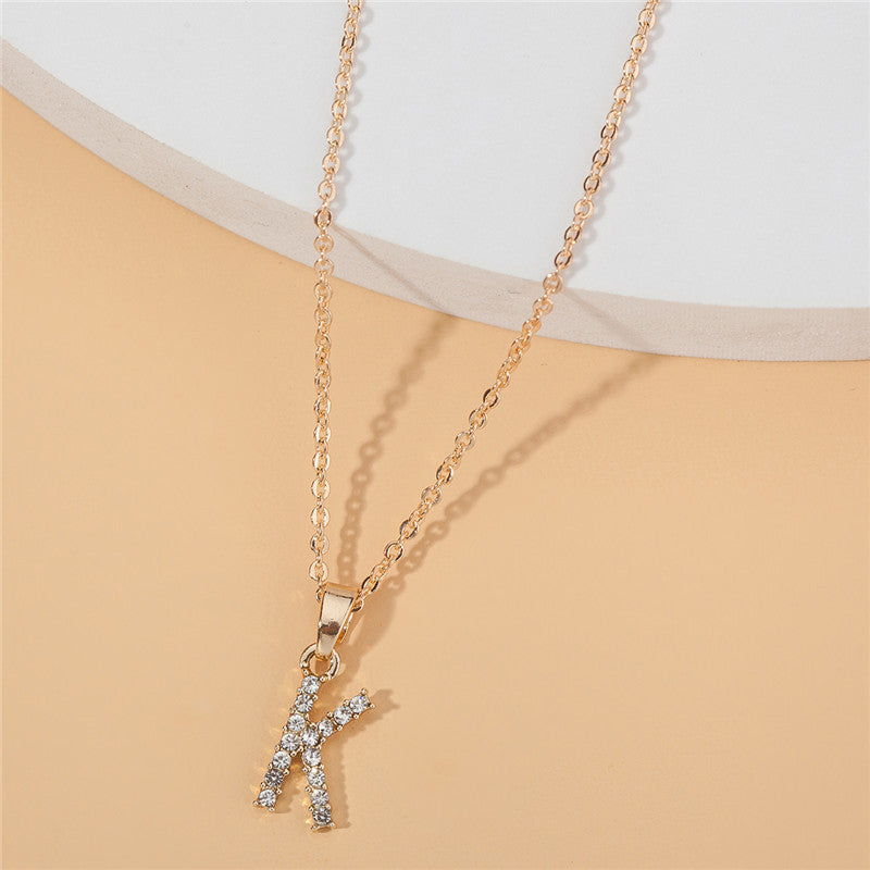 18k 26 Golden English Letter Pendant Clavicle Chain