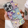 Blue Light Oil Painting Flower iPhone Case - Viexta