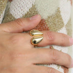 Brass Glossy Peach Heart Ring - Viexta