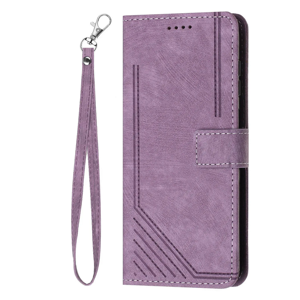 Leather Case Skin Frosted Striped Card Wallet iPhone case - Viexta