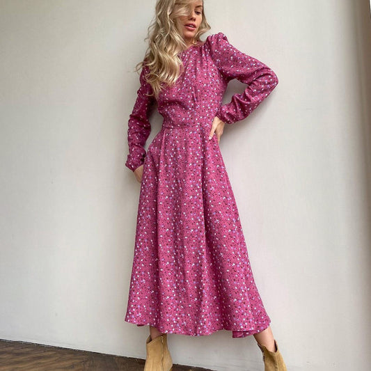 Women's Floral Dress With Long Sleeves