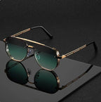 Retro Double-bridge Hollow-out Metal Sunglasses - Viexta