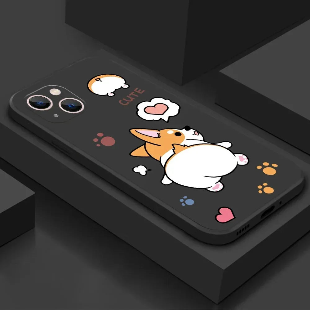 Corgi Cartoon Silicone Soft Cover iPhone Case - Viexta