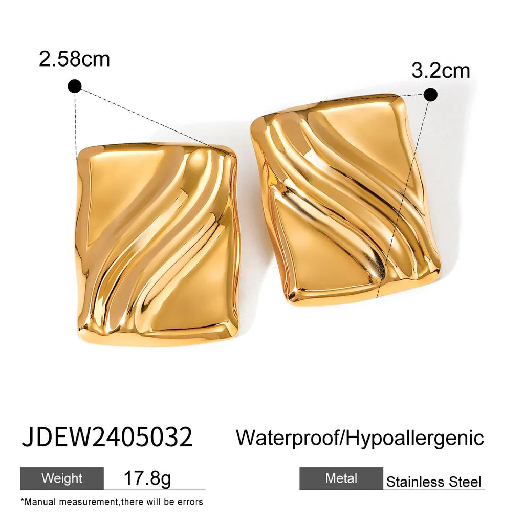 Irregular Pleated Square Wave Earrings - Viexta