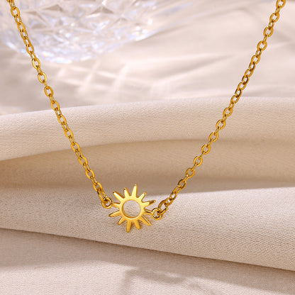 Sun Hollow Pendant 18K Gold Stainless Steel Necklace//bracelet