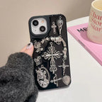 Ins Retro Dark Wind Epoxy Cross iPhone Case with Charm - Viexta