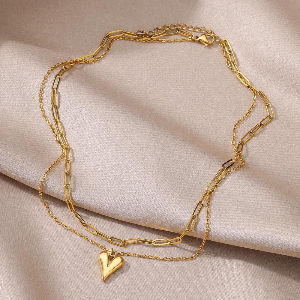 Golden Love Double-layer Necklace - Viexta