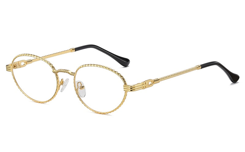 Gold metal oval sunglasses