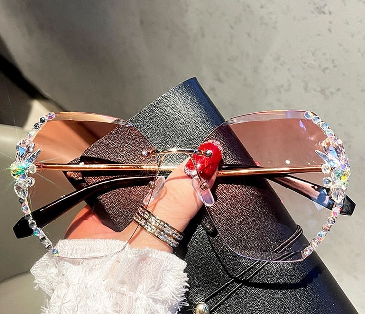Vintage Rimless Rhinestone Sunglasses