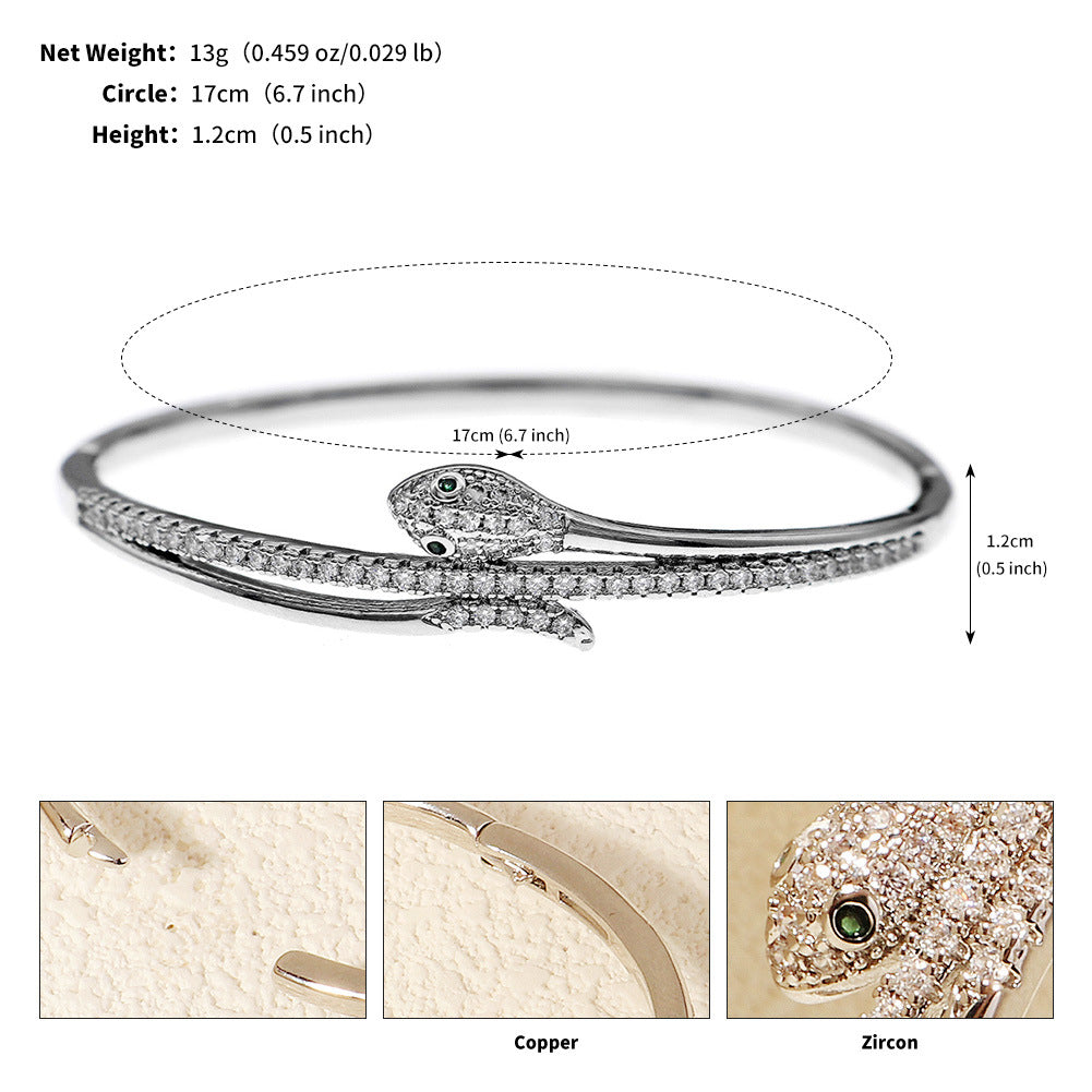 Light Luxury Zircon Fashion Open Cuff Bangle