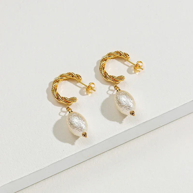 Embossed Stainless Steel Earrings - Viexta