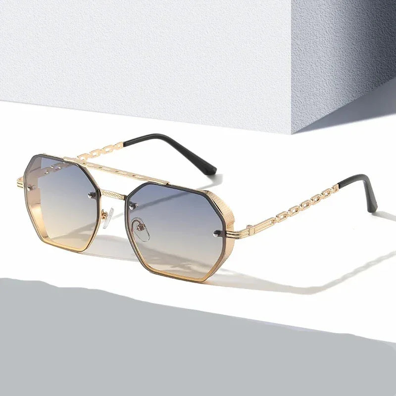 Womens Stylish Metal Chain-leg Sunglasses - Viexta