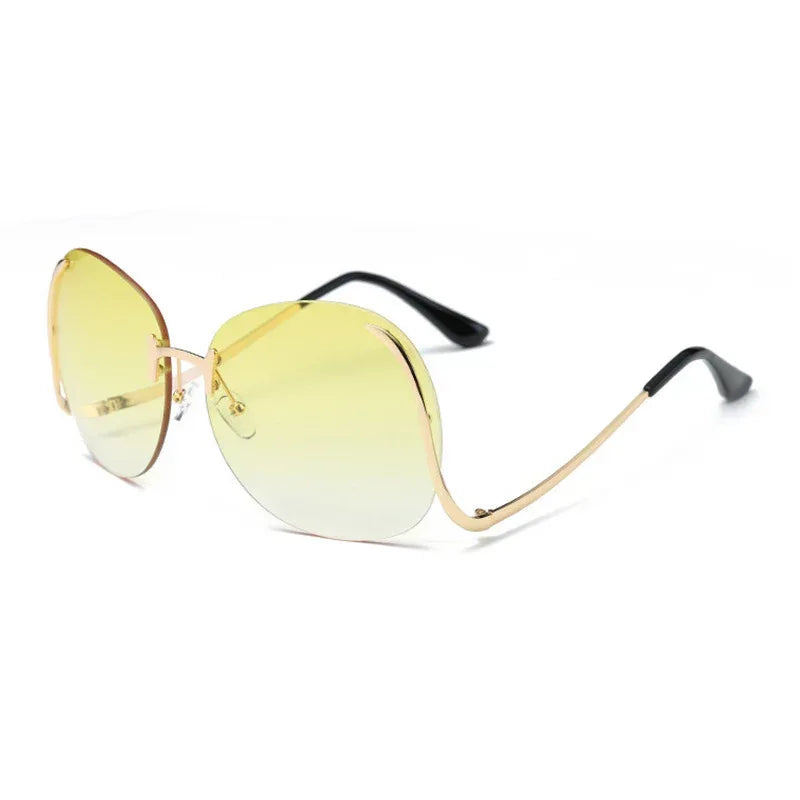 Frameless Curved-leg Sunglasses Decorative Glasses - Viexta