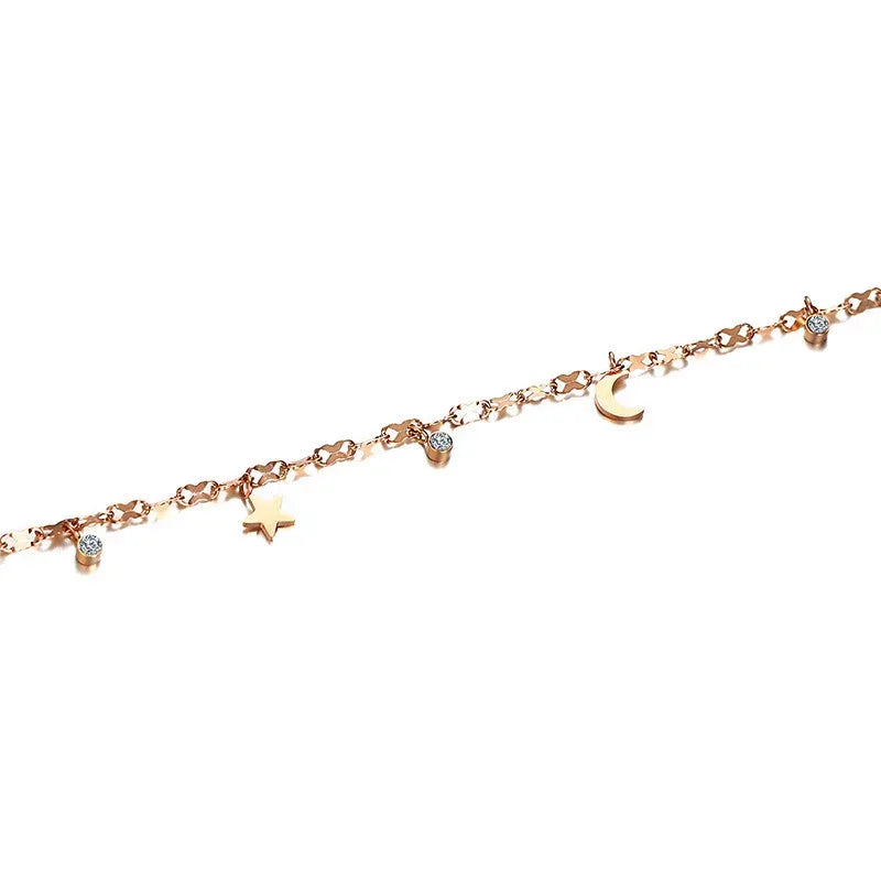 lucky-star-stainless-steel-rhinestone-anklet - Viexta