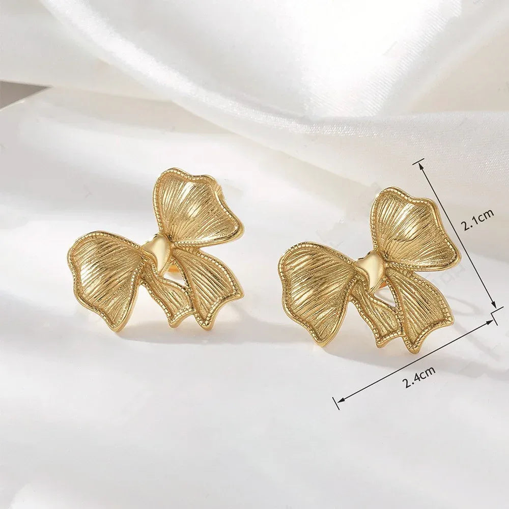 Titanium Steel Bow Earrings - Viexta
