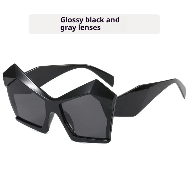 Cat's Eye Polygon Large Rim Sunglasses - Viexta