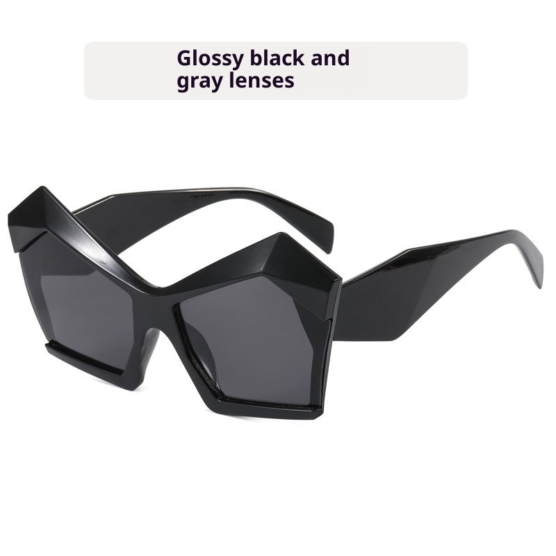 Cat's Eye Polygon Large Rim Sunglasses