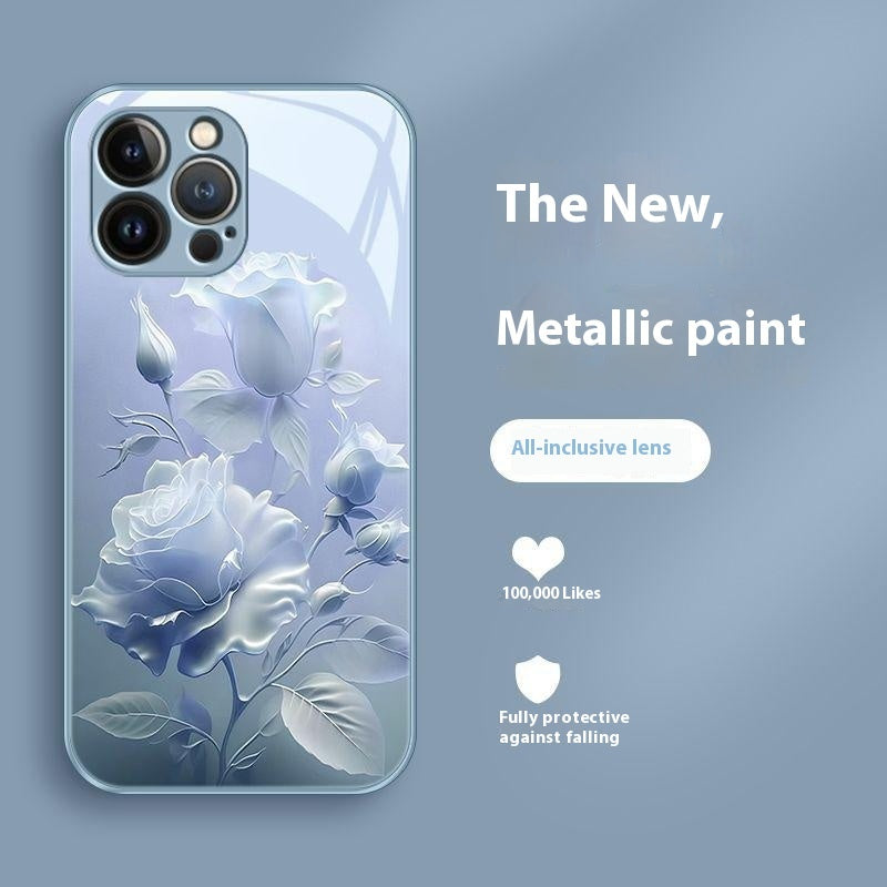 Blooming Rose Glass Painted iPhone Case