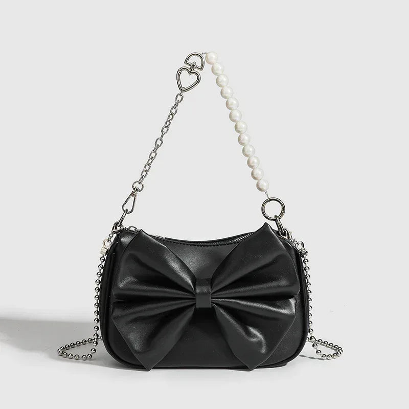 black-white-pu-bow-handbags - Viexta