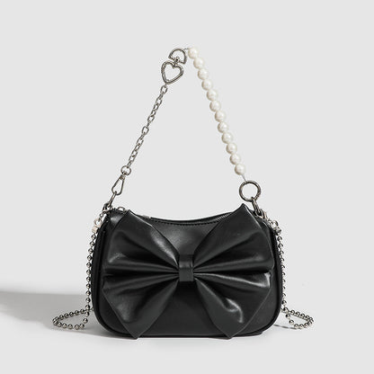 Black White PU Bow Handbags