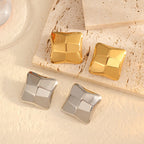 Embossed Cube Titanium Steel Earrings