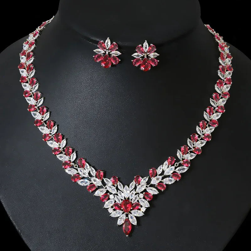bride-zircon-diamond-necklace-earring-set - Viexta
