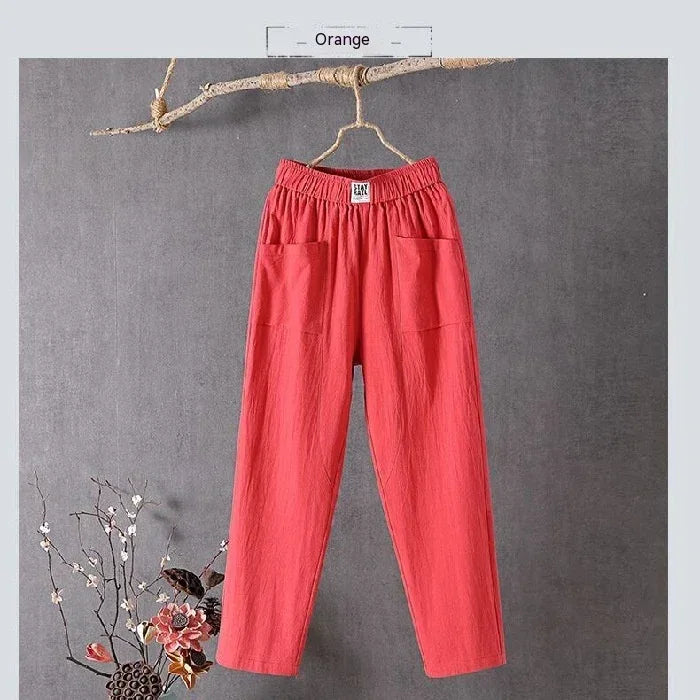 Cotton And Linen Casual Pants - Viexta