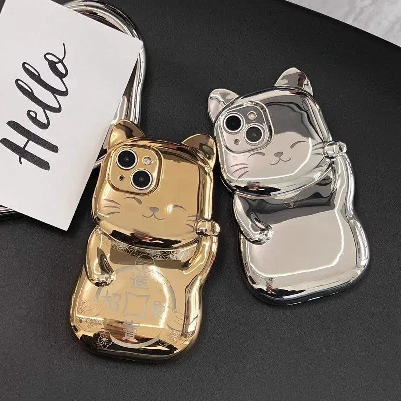 Electroplated Fortune Cat iPhone Case - Viexta