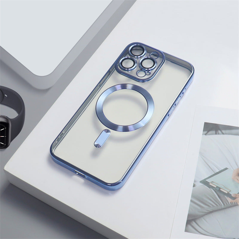 Electroplating CD Pattern Magnetic Suction Lens Protector iPhone case