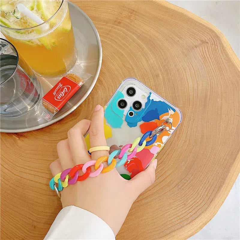 color-wrist-chain-silicone-iphone-case - Viexta